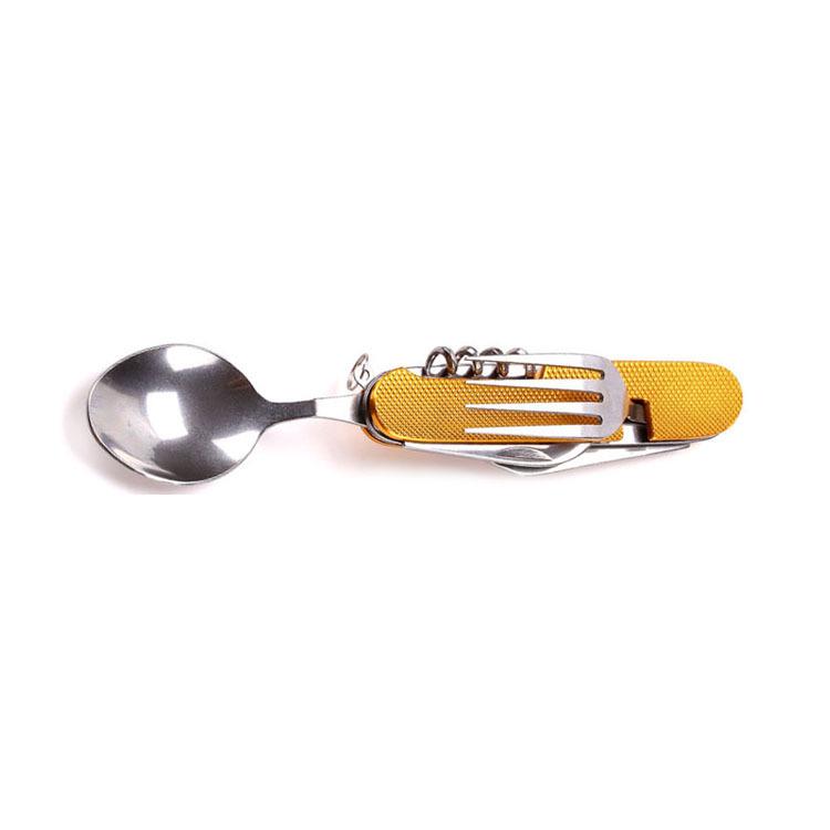 Ensemble de couverts pliants multifonctionnels d'extérieur 6 pièces: Couteau, Fourchette, Cuillère - Détachable & Portable Cadeau