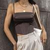 Women Clothes Fashion Gyaru Satin Fishbone Lace-up Navel Sling Base Vest Draping Cutting/three-dimensional Cutting Sexy Slimming Vest