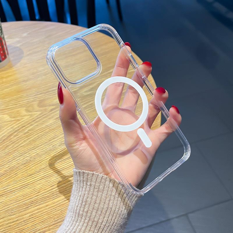 

Transparent Acrylic Magnetic Case Suitable for IPhone16 Apple 15 Mobile Phone Case Magsafe Wireless Charging Protection Case Samsung S24 FE
