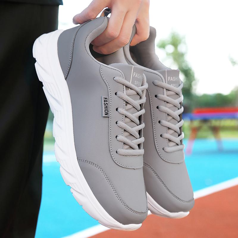 Fashion Black Running Shoes Waterproof Artificial Leather Sneakers Outdoor Sport Shoes Men Lightweight Walking Casual Sneakers for Men