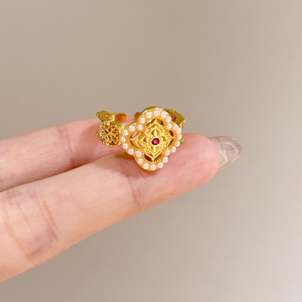 Medieval Brushed Diamond-encrusted Zircon Ring for Women Does Not Fade, Light Luxury and Versatile Open Index Finger Ring Jewelry.