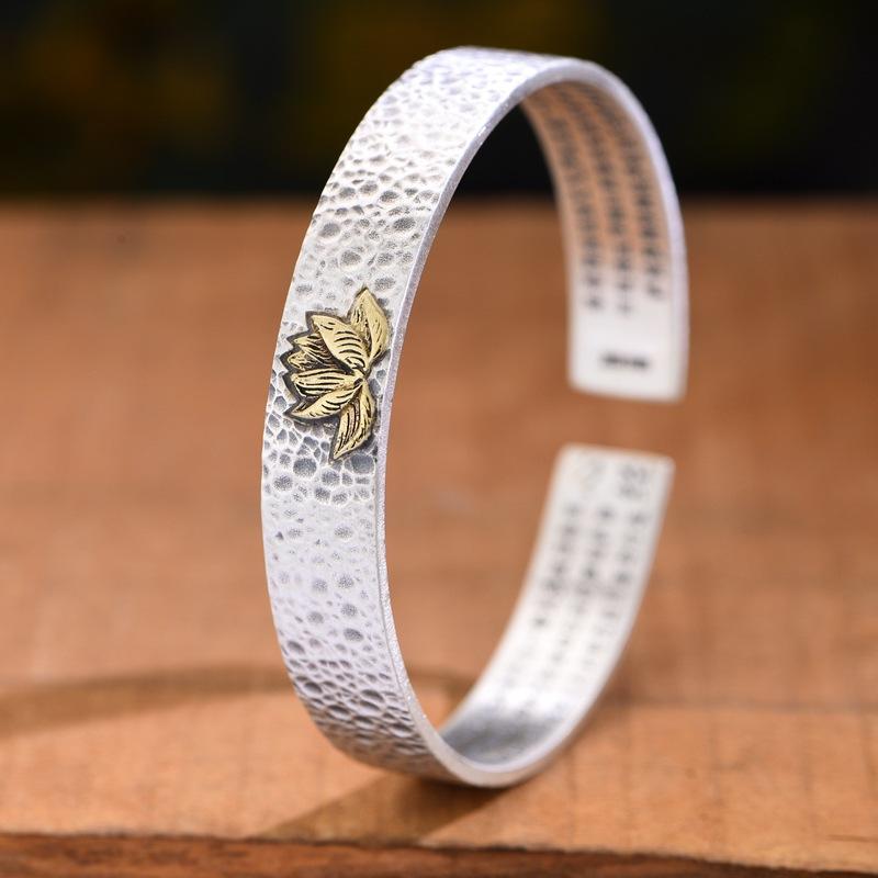 S999 Foot Silver Bracelet Personalized Auspicious Cloud Heart Classic Retro Worn Pure Silver Bracelet Opening