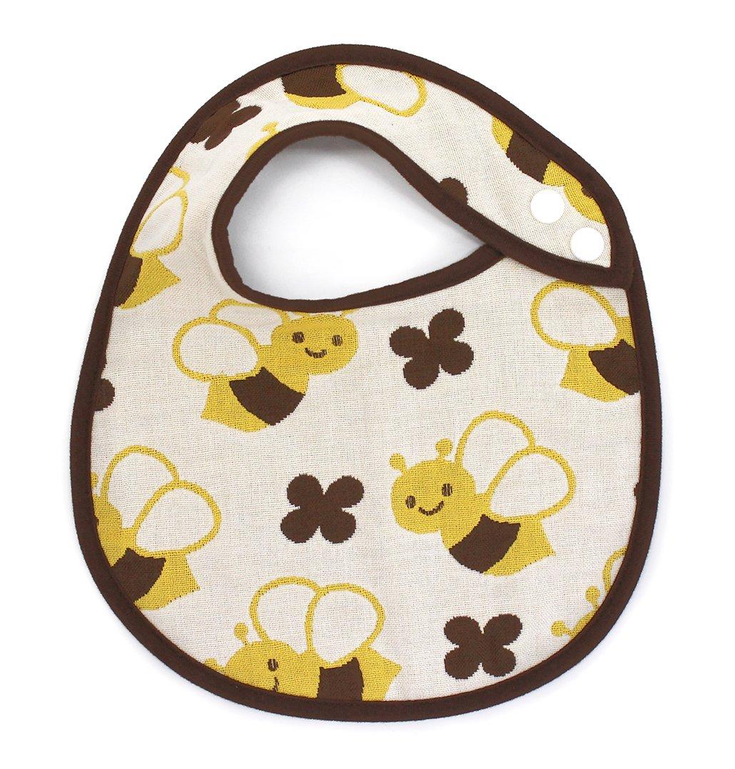 

hiorie Made in Japan Gauze Baby Bib with Honeybee Baby Baby Ages Newborn to 2 Years Old (Hiorie) 5-Layer Design, Bib/Apron, Gift,