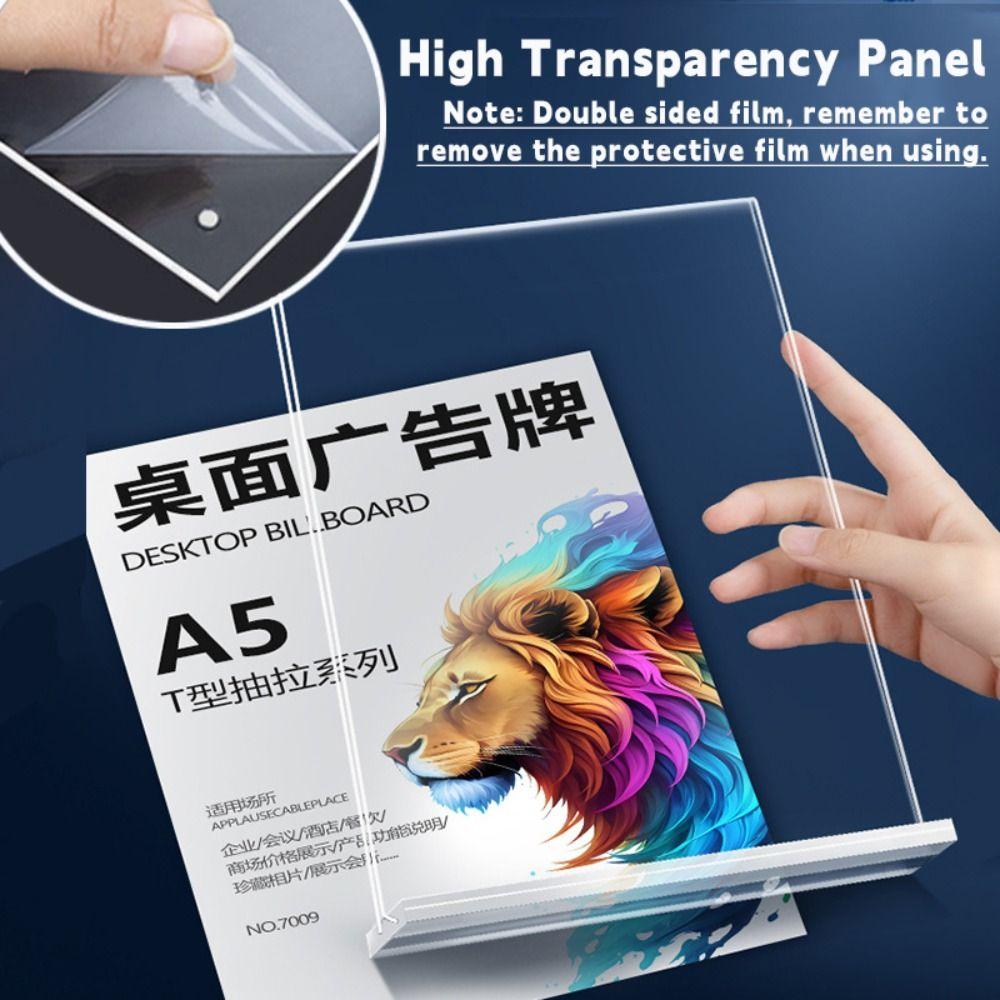 High Quality A4/A5/A6 Desk Display Stand Acrylic Transparent Price Label Display Rack Double Side Clear Ad Frame Hotel