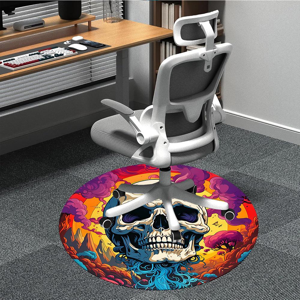 

1pc Skull Landscape Office Round Area Rug, Under Office Chairs Bedroom Living Room Home Decor, Room Deco, Available in Various Sizes 80cm
