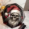 Christmas gifts, bells, Santa Claus, snowman, Christmas tree umbrella, home essential, wrought iron tri-fold portable all-season outdoor umbrella H25