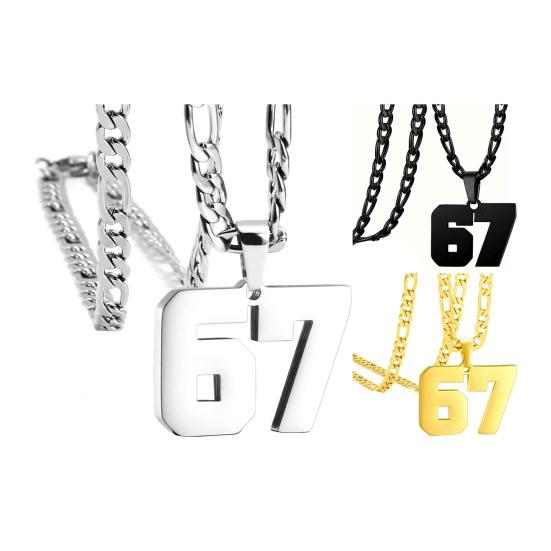 Nummer 67 Anhänger Halskette Edelstahl Herren Väter Brüder Basketball Halskette Hypoallergener Schmuck Geschenk