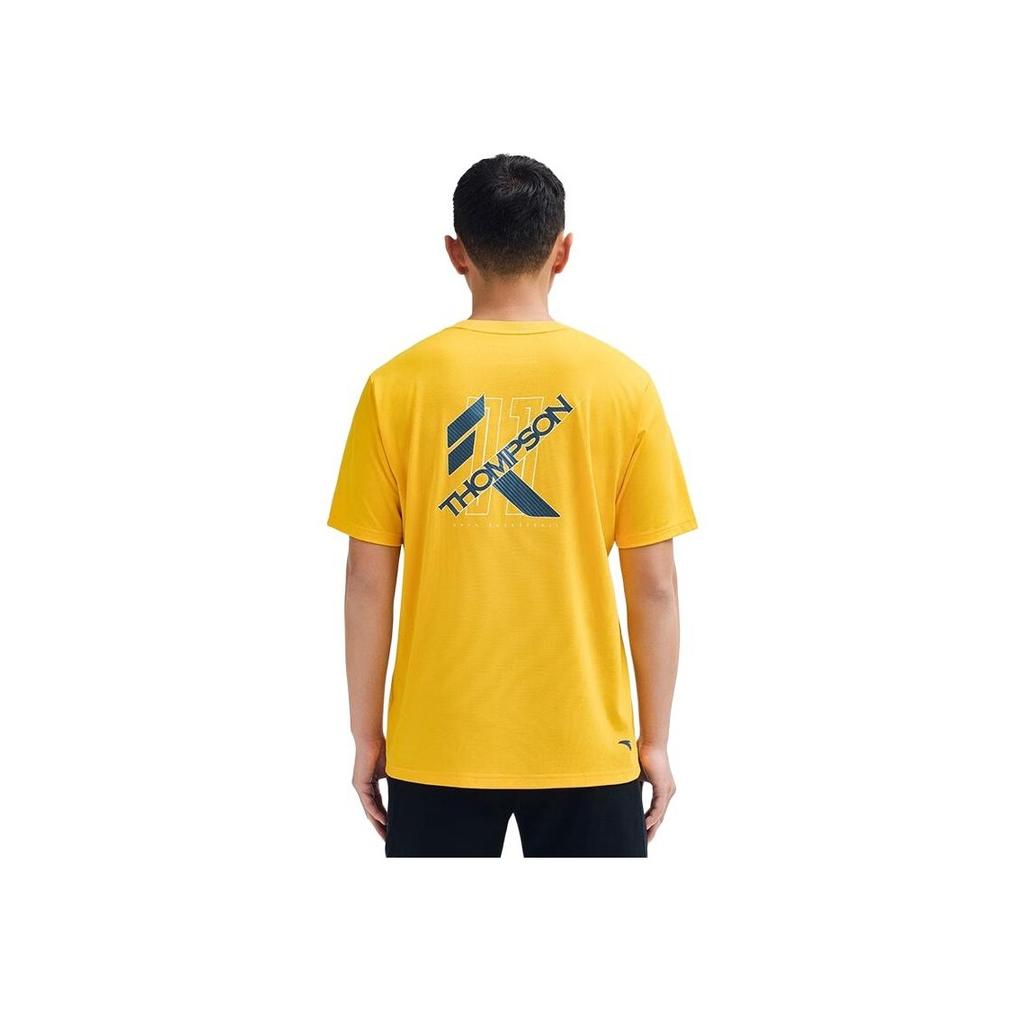 Anta Basketball Series Letter Print Sports Knit Short Sleeve T-Shirt Men Tops Bright-Yellow 152331114-5
