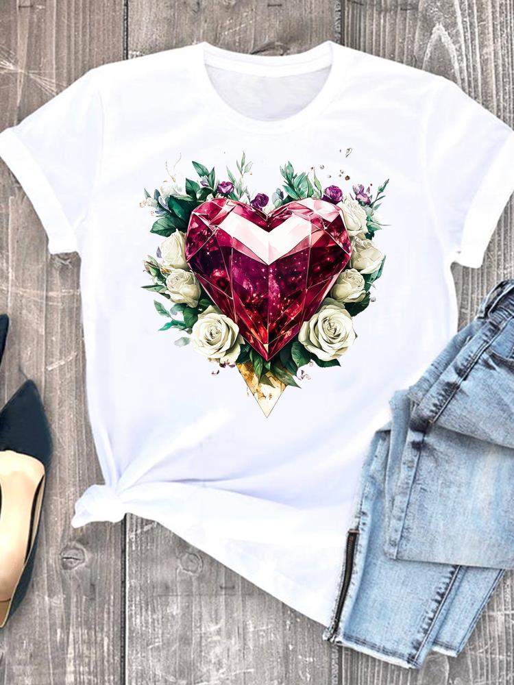 (Asian Size) Trend Style Short Sleeve T-shirts Lady Female Top Printed Fashion Clothing Women Graphic Casual T Shirt Tee