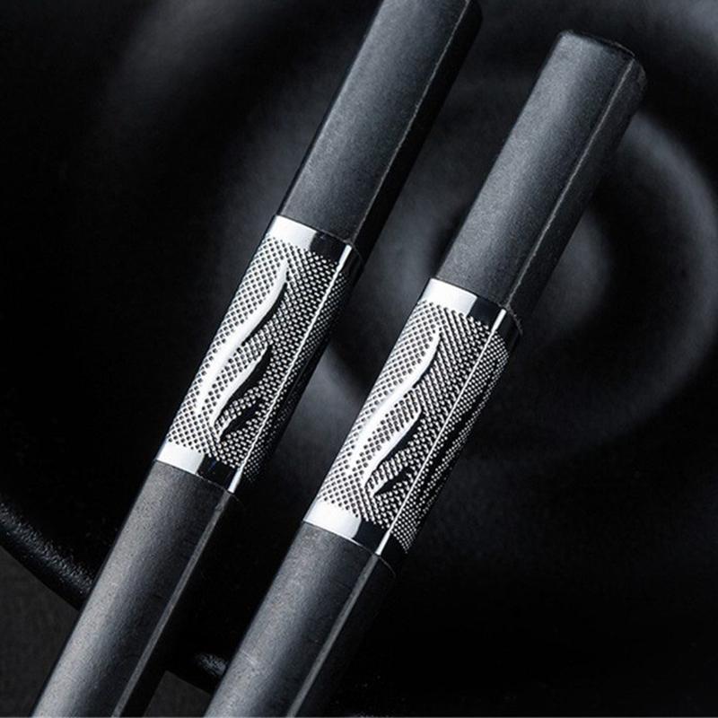 Chopsticks Household Kitchen Utensil Tableware 1 Pair Serving Chopsticks Non-slip Alloy Chinese Style