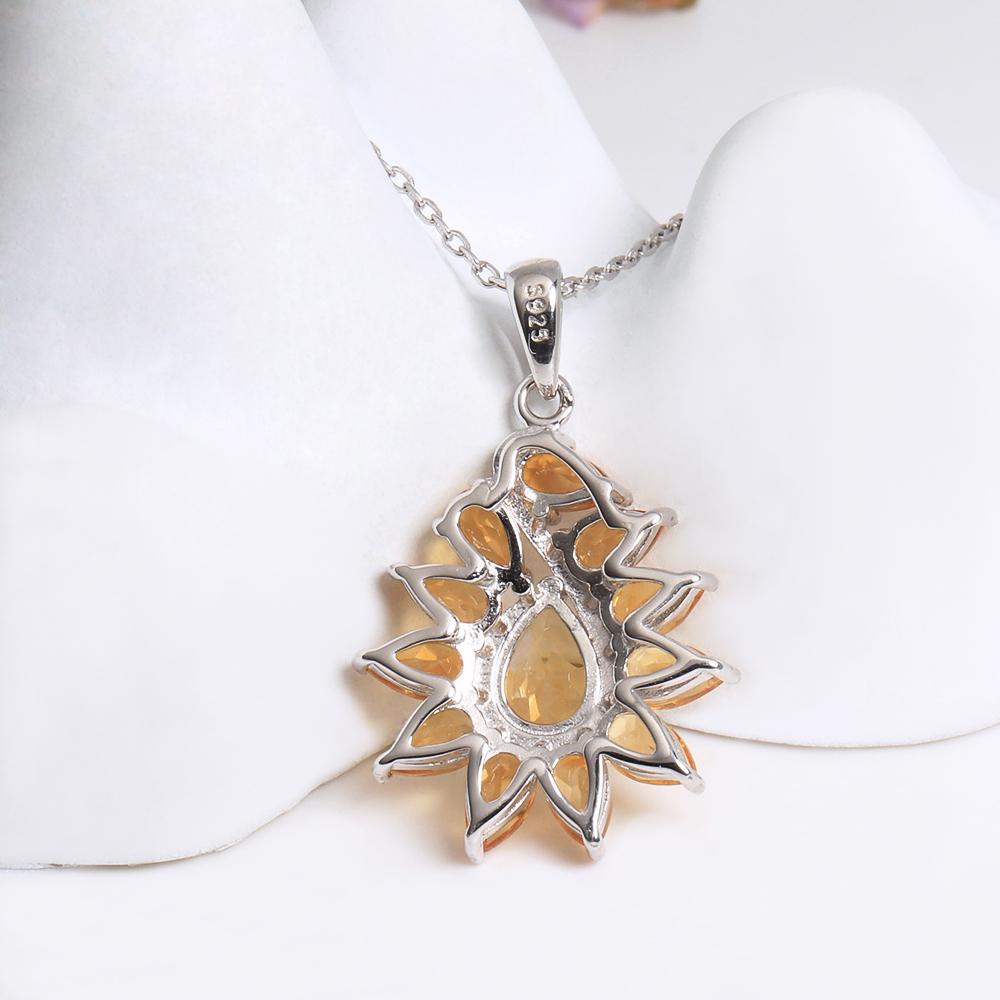 Gorgeous design natural citrine Gemstone Ring Earrings Necklace Set 925 Silver Fine jewelry Anniversary & Banquet Gift for women