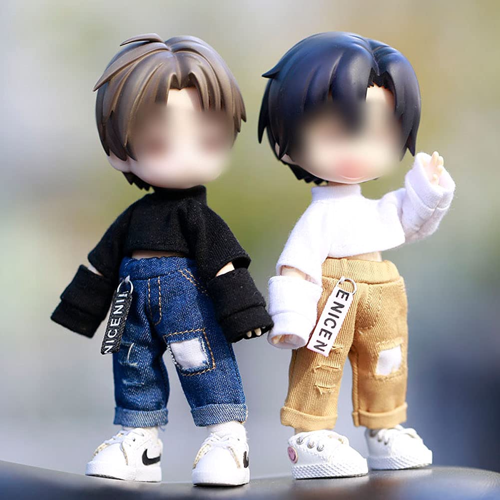 HIGHAWK Obitsu 11 OB11 Obitsu Doll 11cm Body Sweatshirt Top Doll Loose Fit Shirt Outfit Obitsu Body Kimono Nendoroid (Sweatshirt, Black)