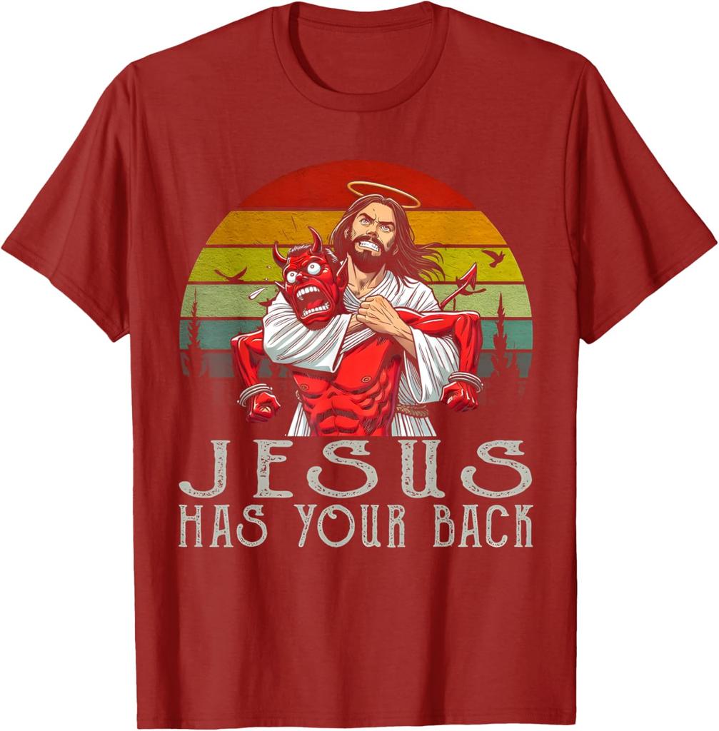 Jesus Has Your Back Funny MMA Choke Holds TShirt 100 Cotton ONeck Short Sleeve Summer Casual Mens Tshirt Streetwear