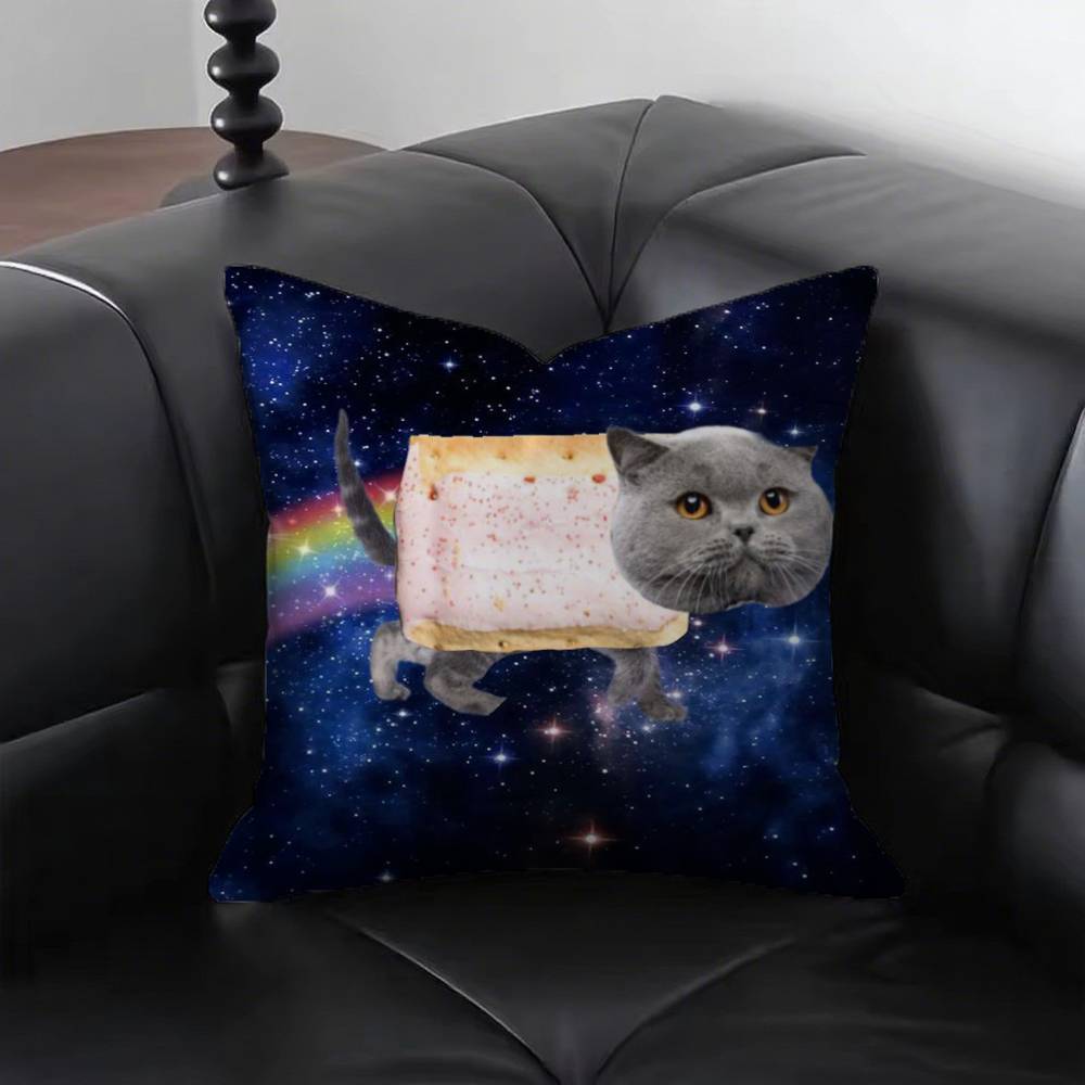 Funny Rainbow Cat Pillow Case Fashion Square Pillowcase Bedroom Sofa Room Ins Decoration Leisure