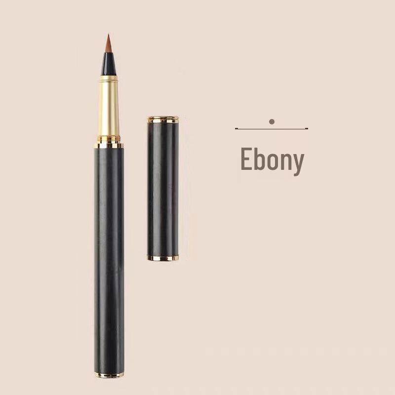 Sandalwood Calligraphy Brush Pen with Replaceable Ink and Nylon Soft Tip for Small Regular Script, Engraving Capable