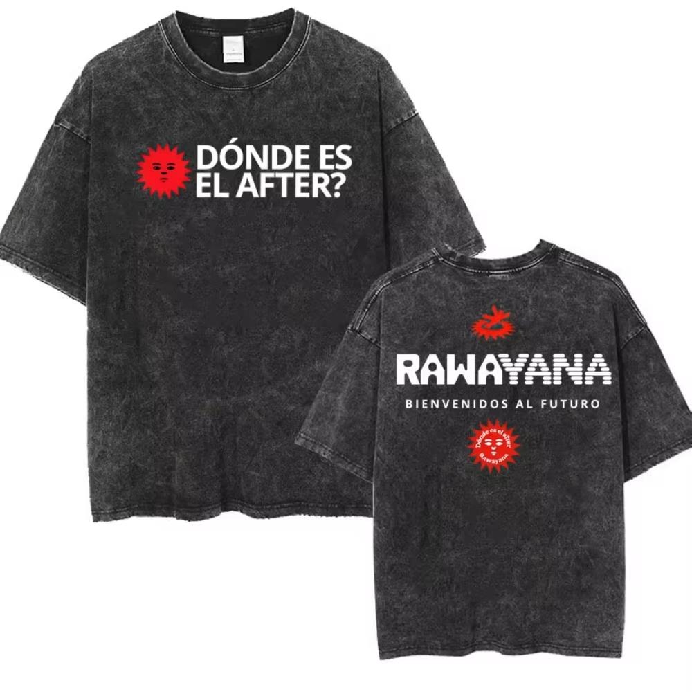 Maglietta Tour Album Rawayana Uomo Donna Vintage Lavato Street 100% Cotone Manica Corta T-shirt