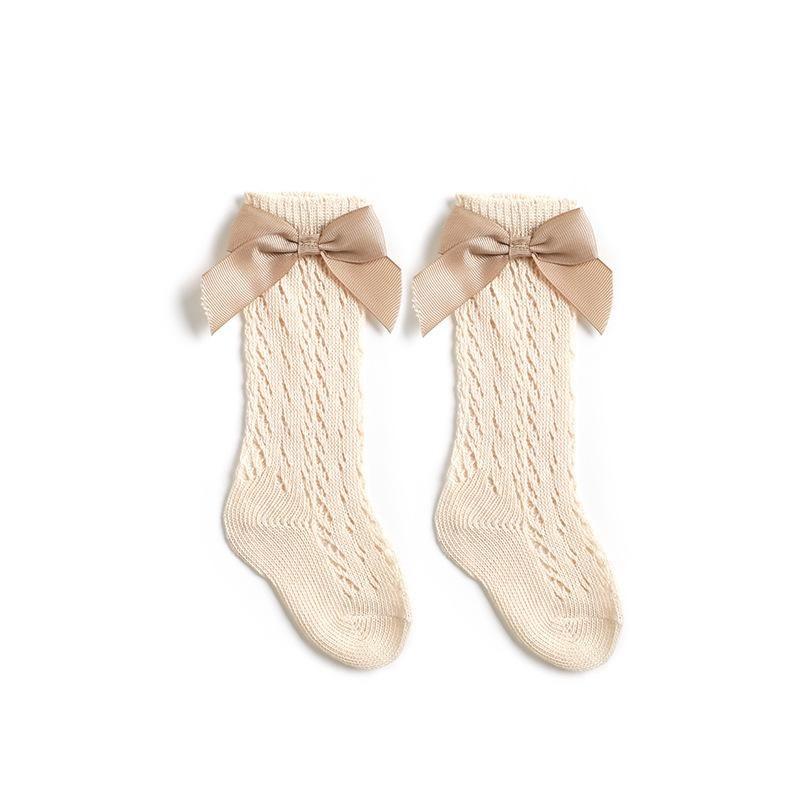 Children Girls Royal Style Bow Knee High Fishnet Socks.Baby Toddler Bowknot In Tube Socks.Kid Hollow Out Sock Sox 0-6Y