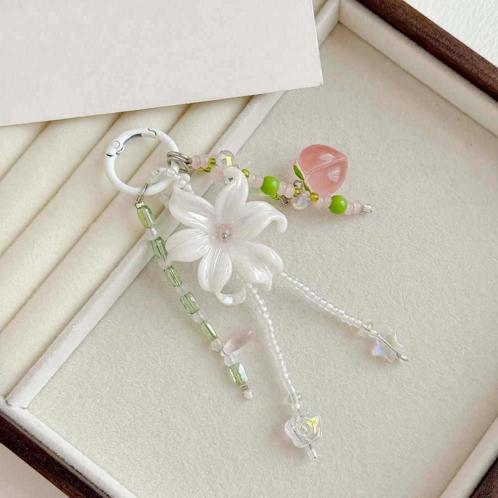 Acrylic Beads Bag Charms Colorful Floral Star Tassel Key Chain Beaded Hanging Girls Gifts