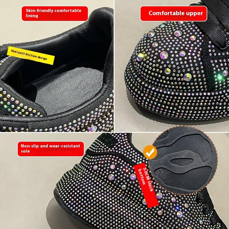 Damen Sommer Mikrofaser Weiße Schuhe Voll Diamant Sportliche Freizeit-Sneaker Modisch Vielseitig Dicksohlige Damenschuhe