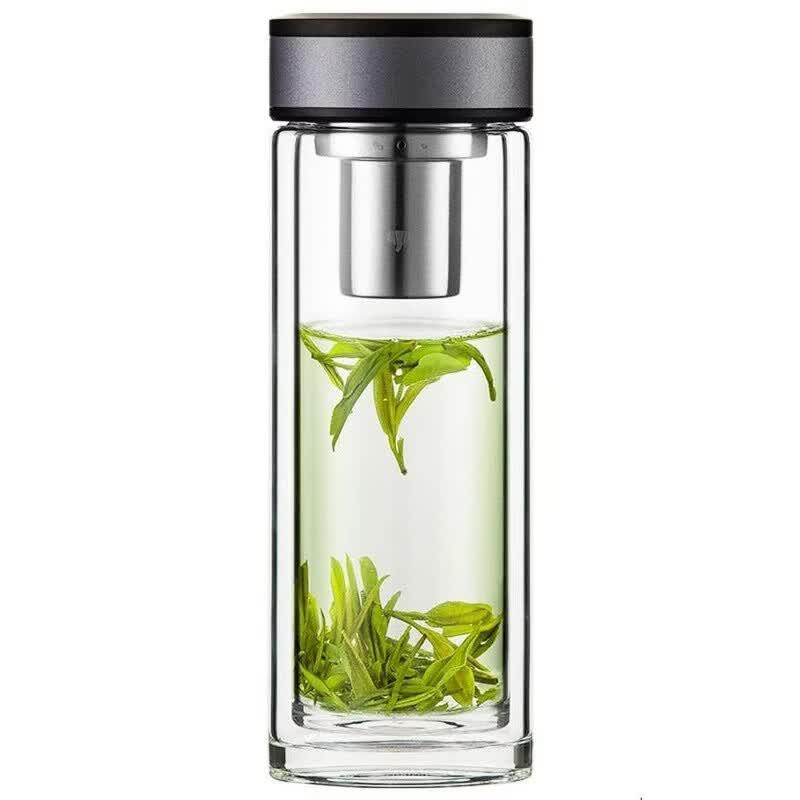 WANXIANG Heat-Resistant Double-Walled Glass Filter Mug with Lid