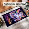 Unicorn Theme Crystal Velvet Floor Rug Personalized Custom Name Text Warm Carpet Home Decoration