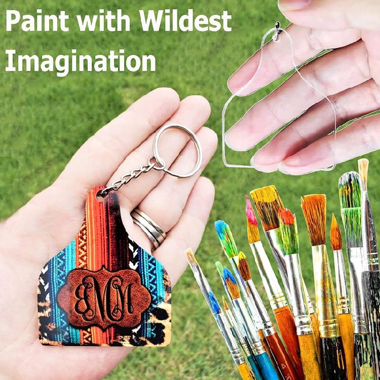 90x Keychain Pendants Shaped Blank Acrylic Cow Ear Blanks for DIY Projects Craft