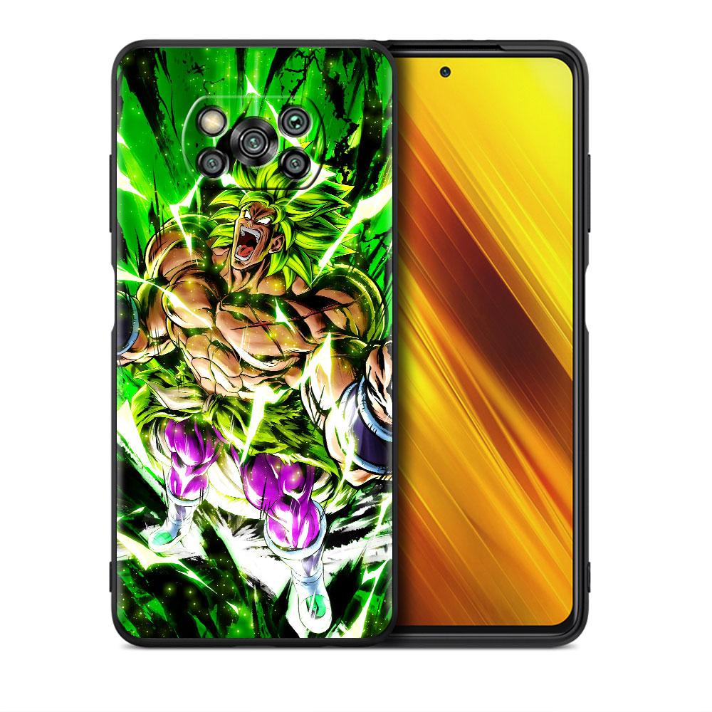 Phone Case For Xiaomi Mi Poco X3 NFC X4 M4 M3 Pro F1 F4 F3 GT C40 11T 11 Lite 5G Fundas Black Cover Saiyan Brolis Anime