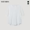 SHESMISS Round Neck Unbalanced Hem Blouse Swwblp21050