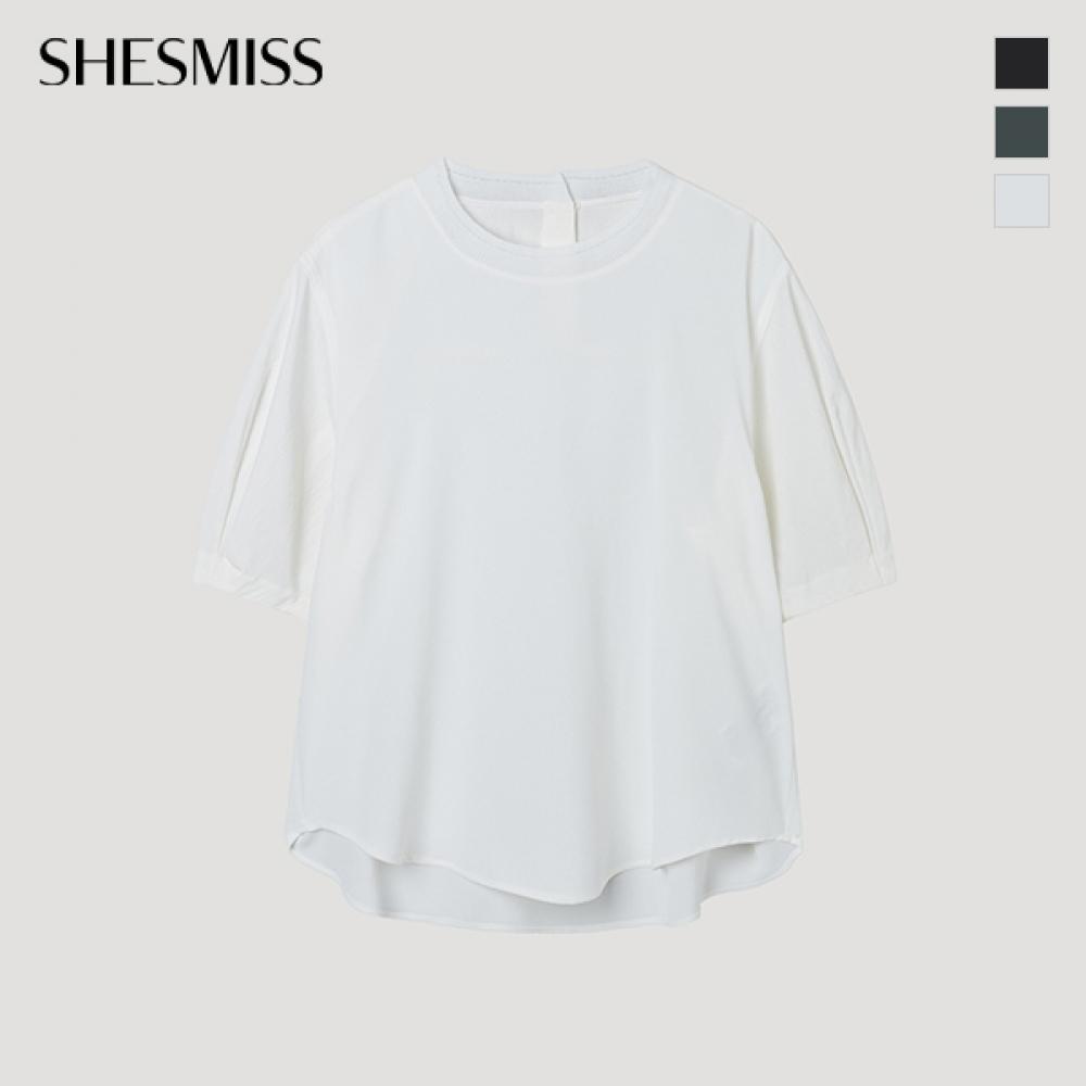 SHESMISS Round Neck Unbalanced Hem Blouse Swwblp21050