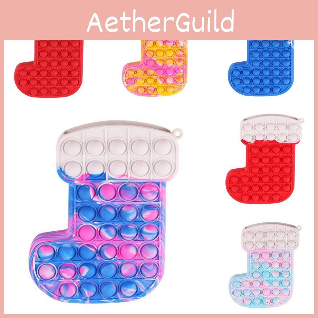 Weihnachtsstrumpf Pop It Fidget Spielzeug mit leuchtenden Farben und angenehmen Geräuschen für Kinder