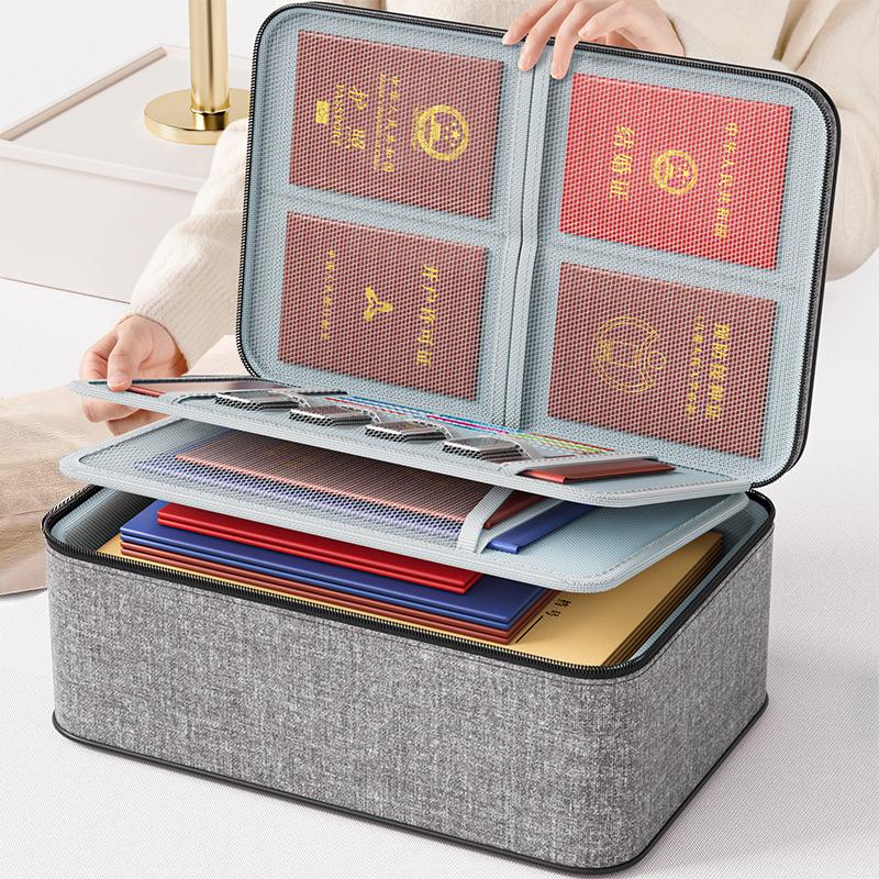 Mehrschichtige Dokumentenaufbewahrungsbox für den Haushalt für Zertifikate, Reisepässe, Karten. Multifunktionale Aufbewahrungstasche für Familien