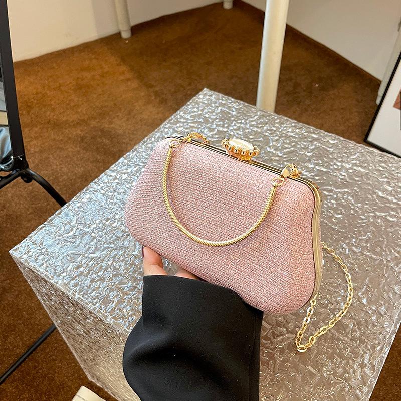 Lyxig högdesignad kvinnlig kvällsväska Märke Fest Bankett Glitterväska för damer Bröllop Clutch Handväska Axelväska Kedja Bolsas