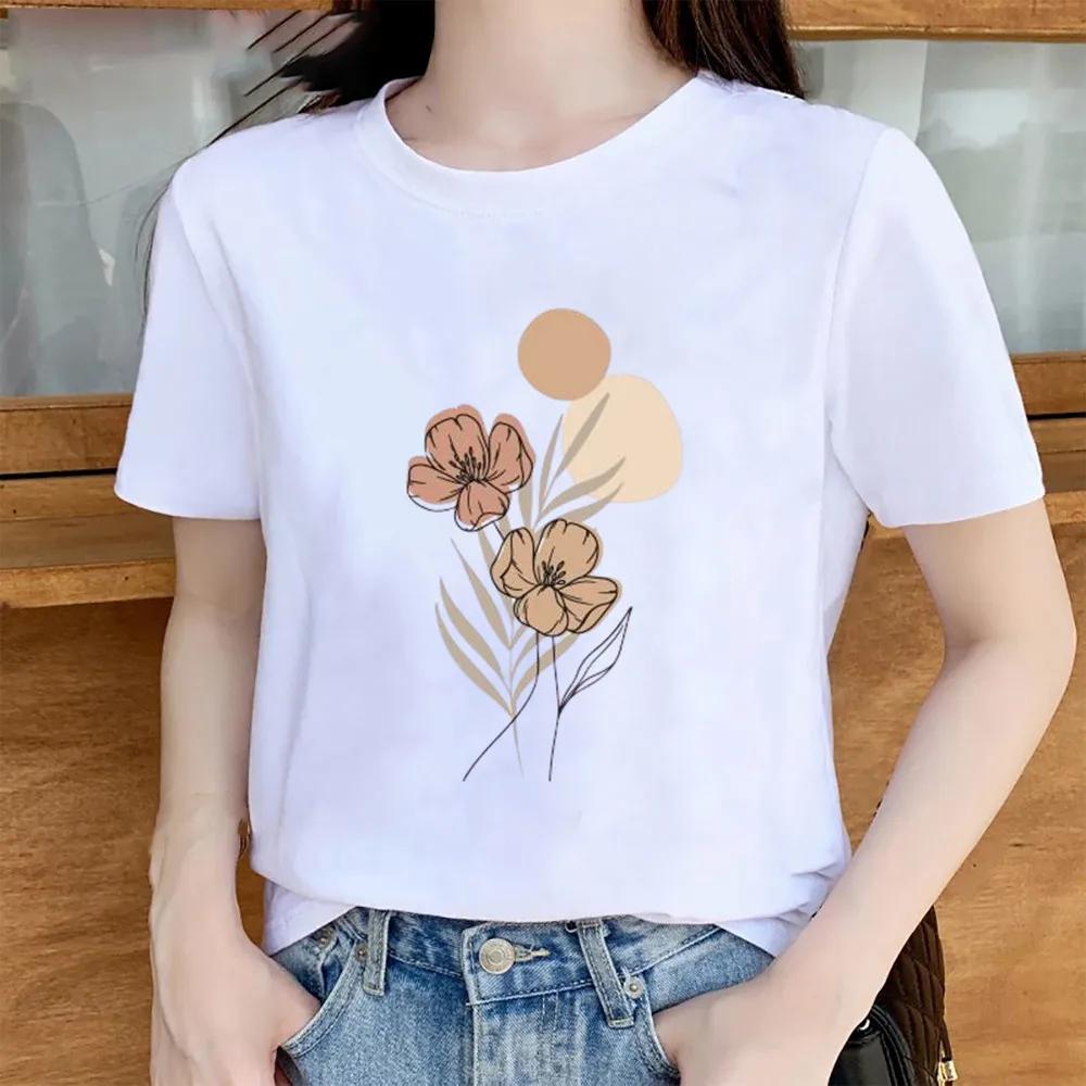 Womens Trendy Short Sleeve Tshirt Cartoon Plant Beach Print Casual Graphic Regular Fit Womens Clothing Fashion T Shirts