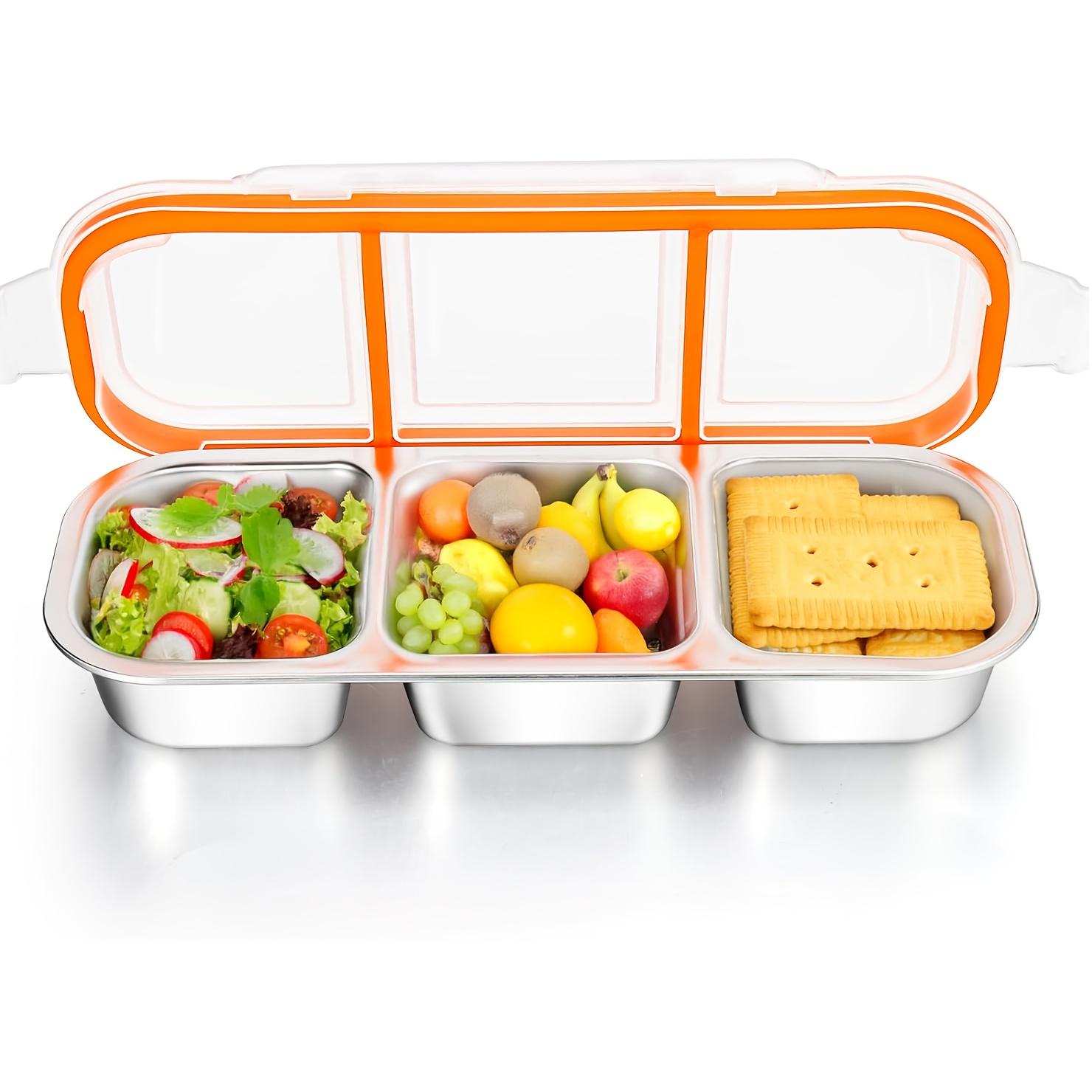 

Stainless Steel/Reusable Condiment Box with Lid/3 Compartment Sauce Cups/Divided Food Storage Container for School, Home, Travel 1pc 1pc