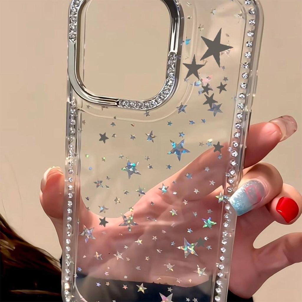 Laser Star Sparkling Diamond Case for Apple 17PROMAX Protective Cover Translucent Internet Celebrity Inlaid Rhinestone Mobile Phone Case