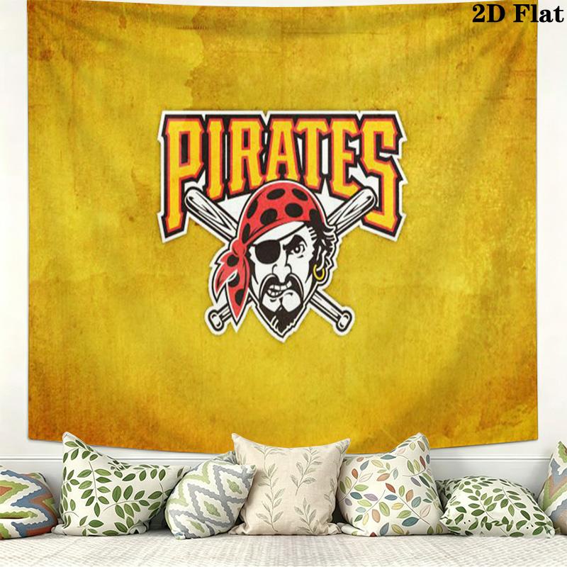 Pittsburgh Pirates Logo Wall Tapestry Aesthetic Wall Hanging Printed Fabric Blanket Decorative Tapestries for Bedroom Living Room Home Decor
