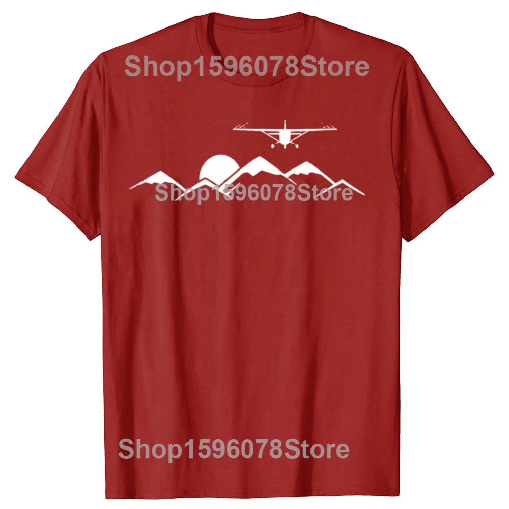 Lustiges Flugzeug über Bergen Geschenk für Piloten T-Shirts Herren Baumwolle Humor Streetwear T-Shirt Kurzarm Unisex Lockere Kleidung