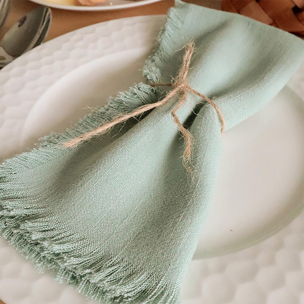 Linen Dinner-Napkin with-Fringe Trim Handmade-Cloth Napkins Delicate Washable-Table Napkins with-Fringe Restaurant Use