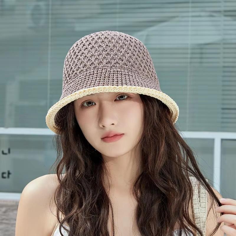 Summer Hollow Sun Hat Korean Version Fashion Bow Lace Bucket Hat New Fisherman Sunscreen Outdoor Beach Sun Hat Travel Panama Cap
