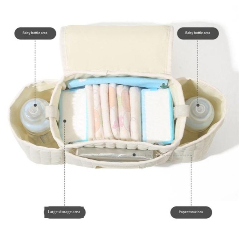 Multifunctional Organizer Bag Baby Strollers Hanging Bag Multiple Compartment Pushchair Storage Bag for Toy Water Bottle