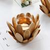Durable Retro Wooden Petal Candle Holder Romantic Elegant Lotus Shape Candlestick Unique Creative Candle Stands Table Decoration