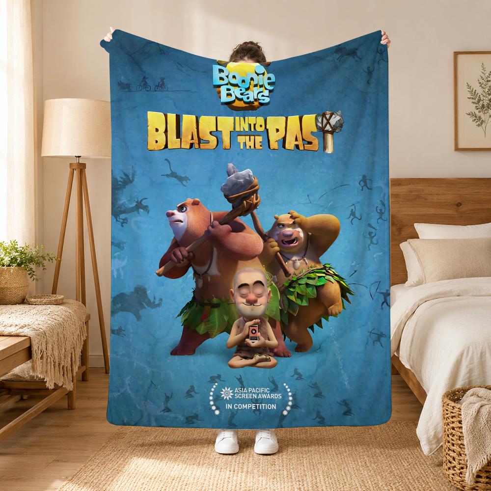 Boonie Bears Cartoon Throw 240g flannel blanket, suitable for sofas, beds, offices, exquisite gift blankets
