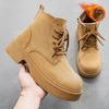 Winter New High-top Men's Shoes, Martin Boots, Heightened Men's Fleece, Thickened Warm Cotton Shoes, Versatile Rhubarb Boots