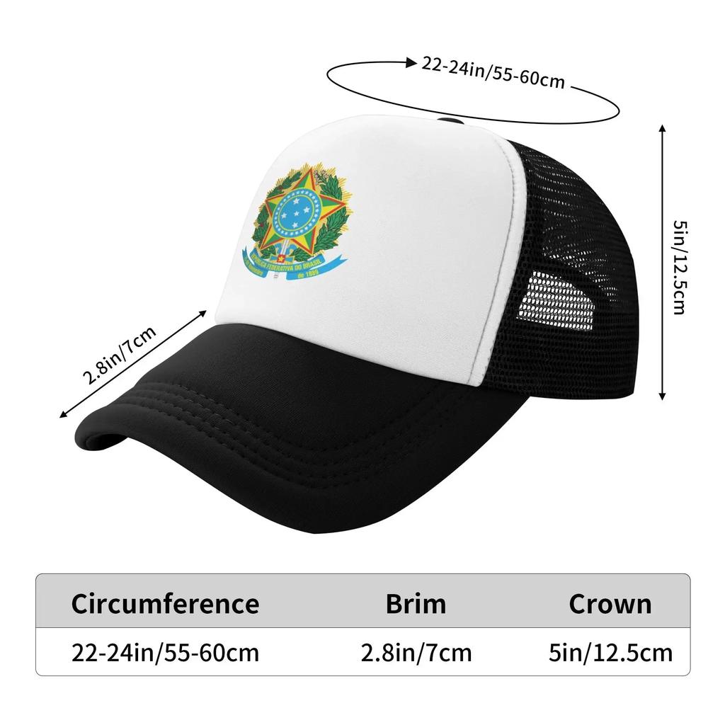 Y2K Brazil Coat of Arms Hiking Mesh Baseball Caps For Mens  Personalized Male Beach Golf Hat Peaked Cap