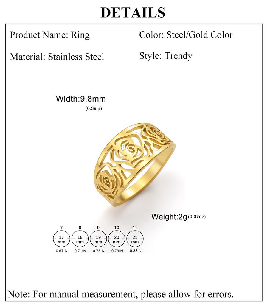 Cazador Rose Flower Rings for Women Stainless Steel 2026 Trend Jewelry Finger Ring Wedding Anniversary Birthday Gifts Wholesale