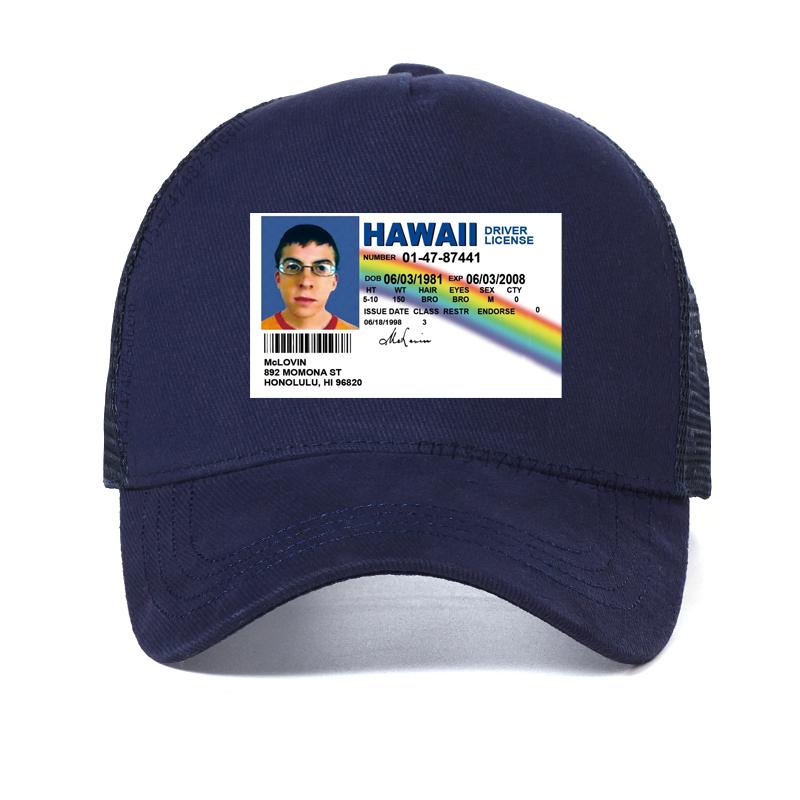 summer men Baseball Cap Mclovin id card superbad geek Mens Cotton hip hop caps teenagers cool summer Mesh breathable hat