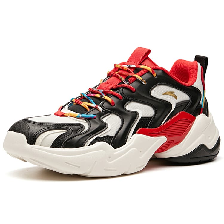 Anta Grand Slam Cushioning, Wear Resistant Low top Chunky Sneakers Men's White Black Red 112018882-7
