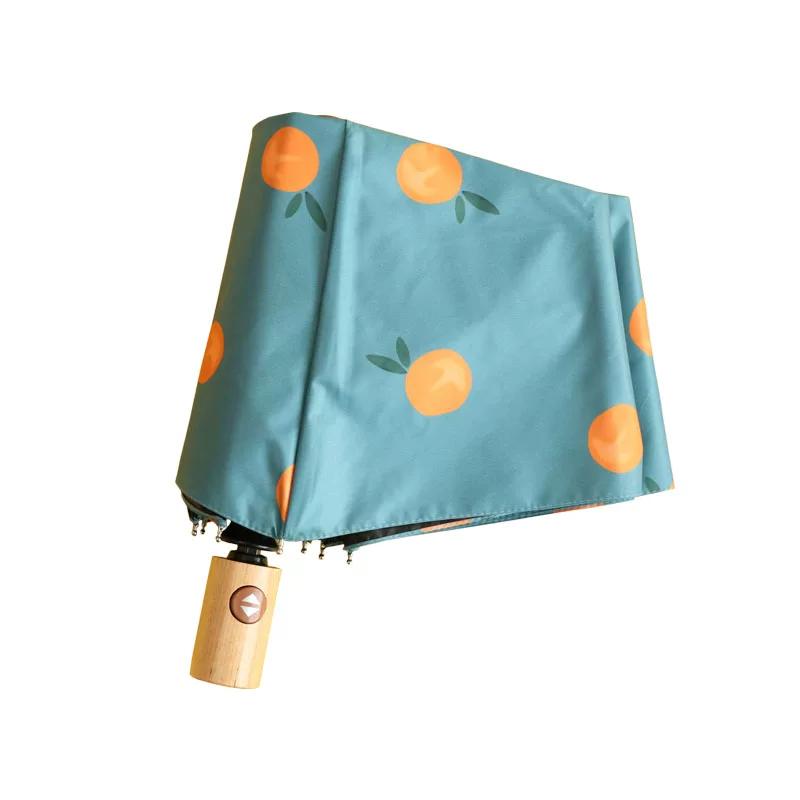 Creative Super Light Automatic Umbrella Retro Orange Rain Dual-Use Female Thick Windproof Fashion Parasol Sunshade Umbrella