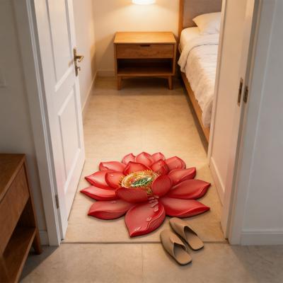 Floor Mat 3D Flower Design Anti-Slip Waterproof Abrasion Resistant Floor Rug Kneeling Yoga Meditation Cushion Home Decor
