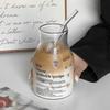 Large Capacity Heat Resistant Glass Milk Tea Cup Simple Pearl Letter Coffee Cup Creative Ins Style Transparent Glass Cup for ...